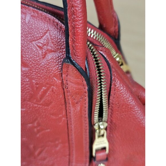 LOUIS VUITTON Authentic Marais MM LV Empreinte Leather Red Handbag Satchel LV - Picture 9 of 16
